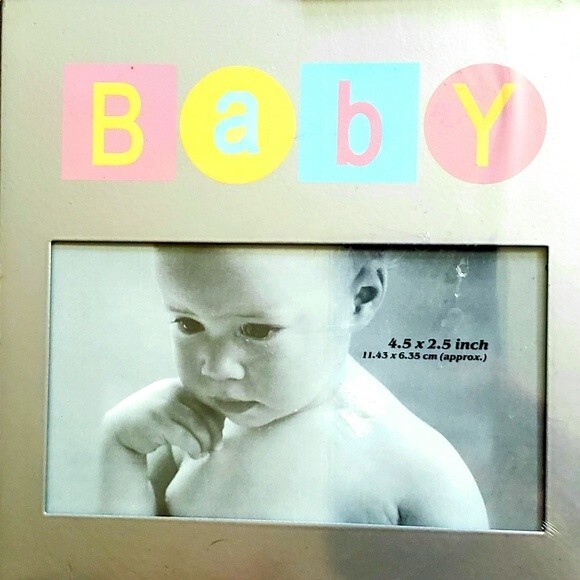 Baby Spell Out Photo Frames Pastel Basic Shapes Blocks Circles Triplets Lot of 3 - Picture 5 of 6